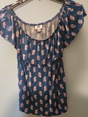 Old Navy Blue Floral Off-Shoulder Dress Top